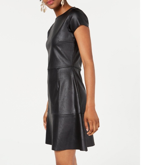 Rosie Harlow Textured Faux-Leather Skater Dress - Picture 3 of 4